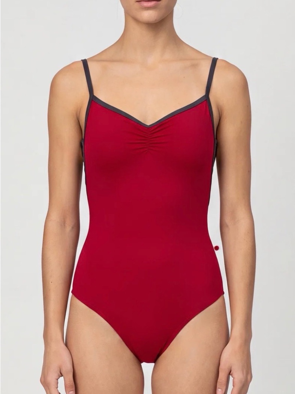 Dark Red Yumiko leotard with dark grey trim women’s size xs